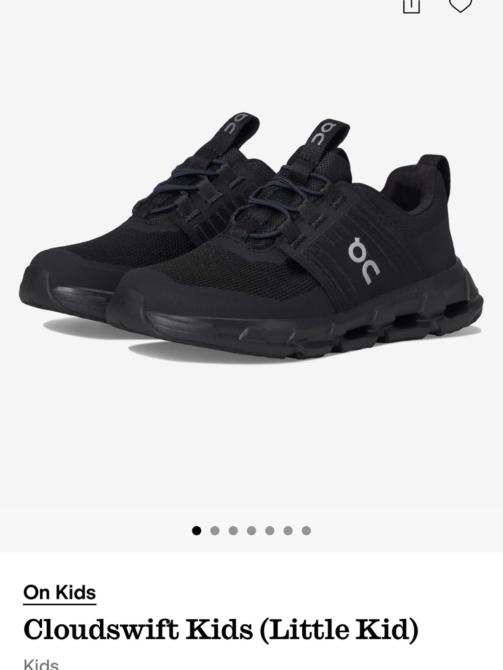 On Running Kids Cloudswift Sneakers in Black
